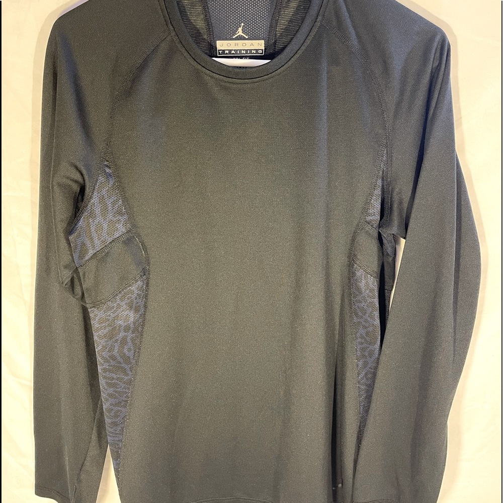 Black Jordan Dri Fit Long Sleeve Athletic Shirt